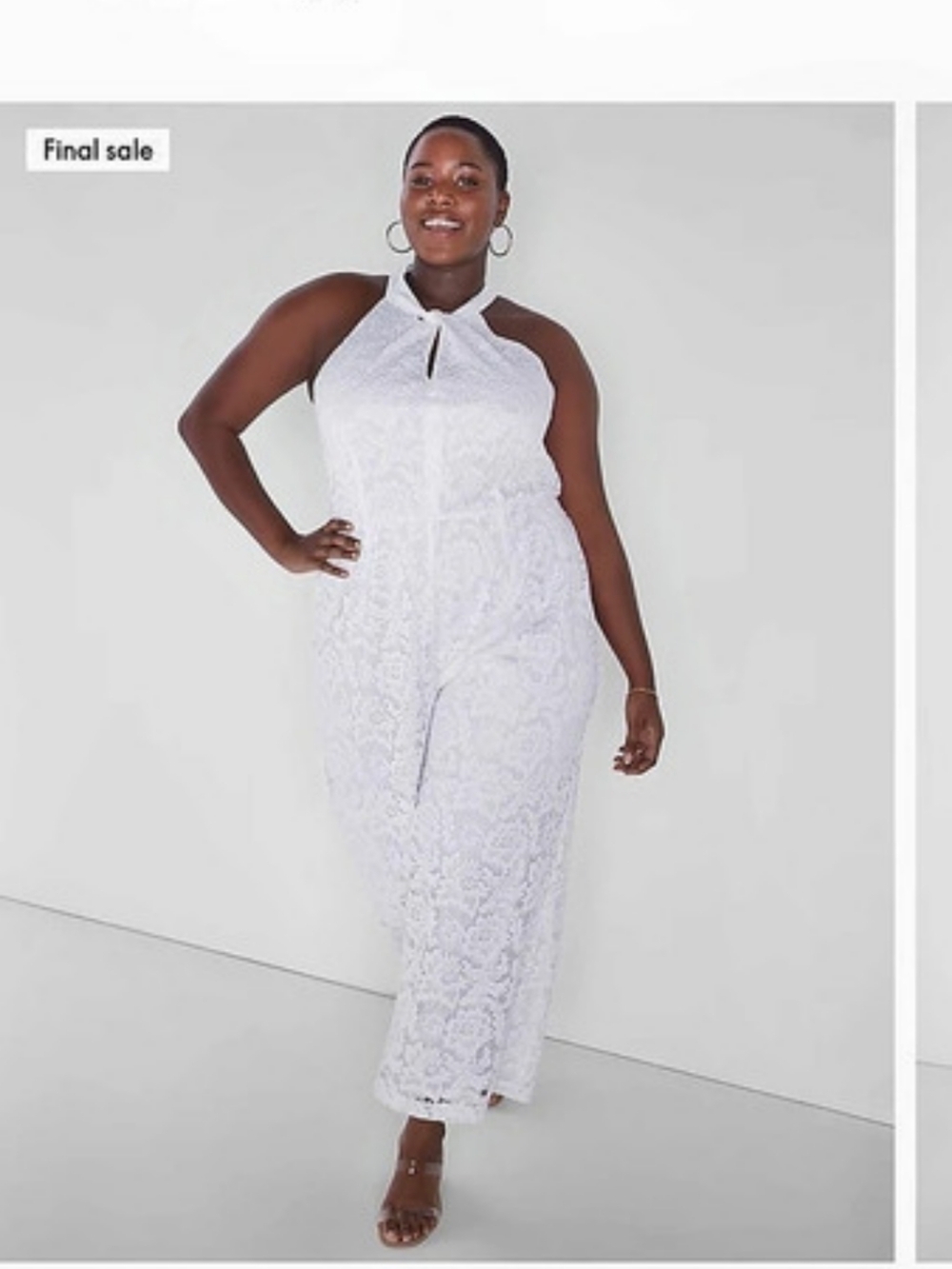 Lane Bryant Knot Halter-Neck Lace Jumpsuit White Size 24 NWT